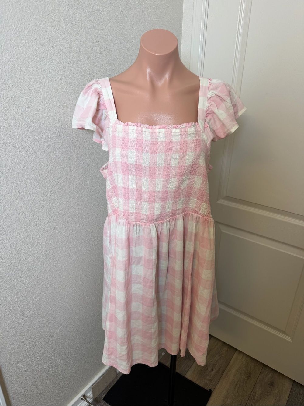 Old Navy Pink and White Gingham Summer Dress Sz XL